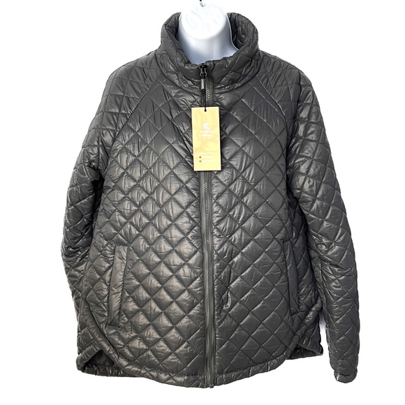 Kyodan Outdoor Puffer Jacket Quilted Insulated Gray Zipper Pockets NEW Sz L - Picture 1 of 7